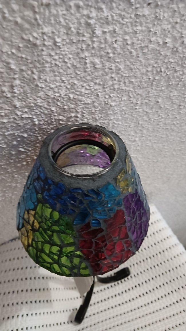 Castiçal vidro às cores