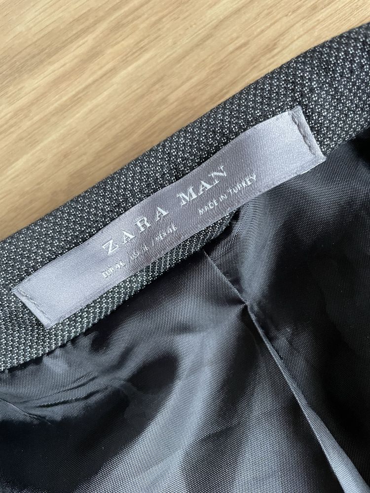 Garnitur Zara Man ciemno szary na 170 cm ślub