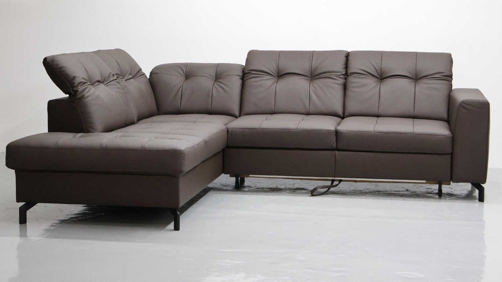 TLK SKÓRA NATURALNA NAROŻNIK funkcja spania SOFA kanapa brązowa salon