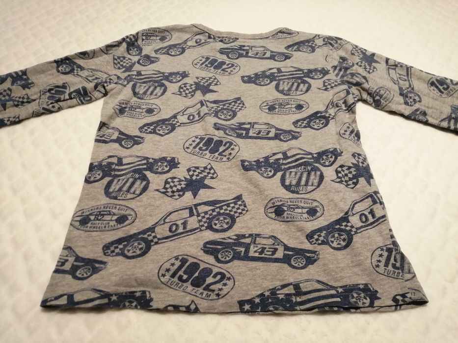 Koszulka chłopięca, długi rękaw, Next, 116, flagi, wyścigówki (Odzież)