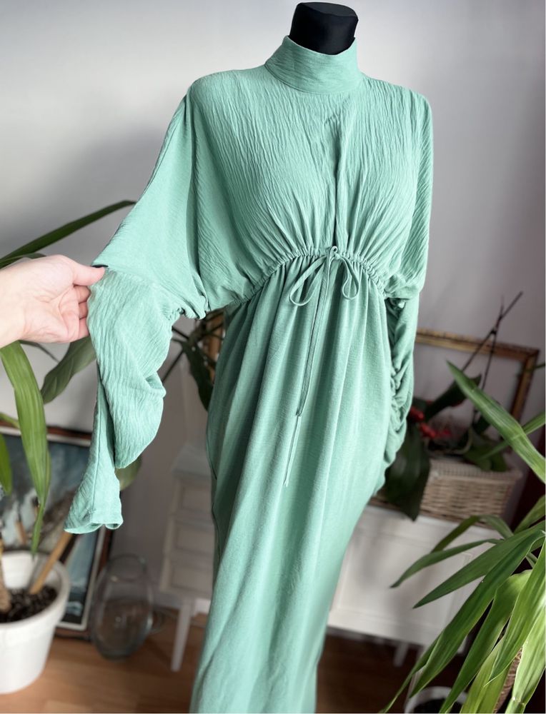 Miętowa drapowana sukienka maxi L 40 xl 42 Pretty Little Thing