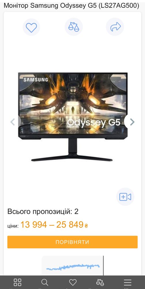2К 165Гц IPS 27" Odyssey G5 S27AG500P