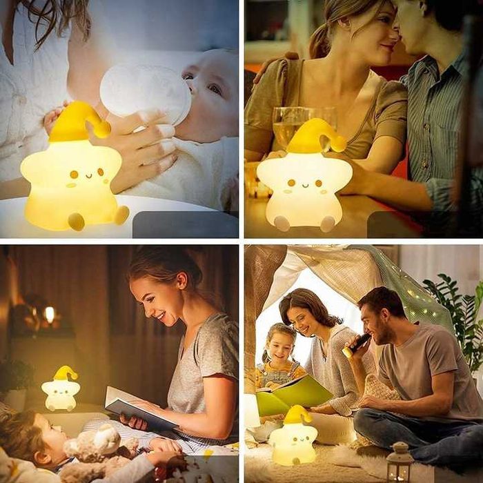Lampka Nocna Dla Dzieci RGB Gwiazdka Ładowana Usb