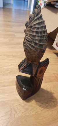 Rzeźba drewno ptak PRL