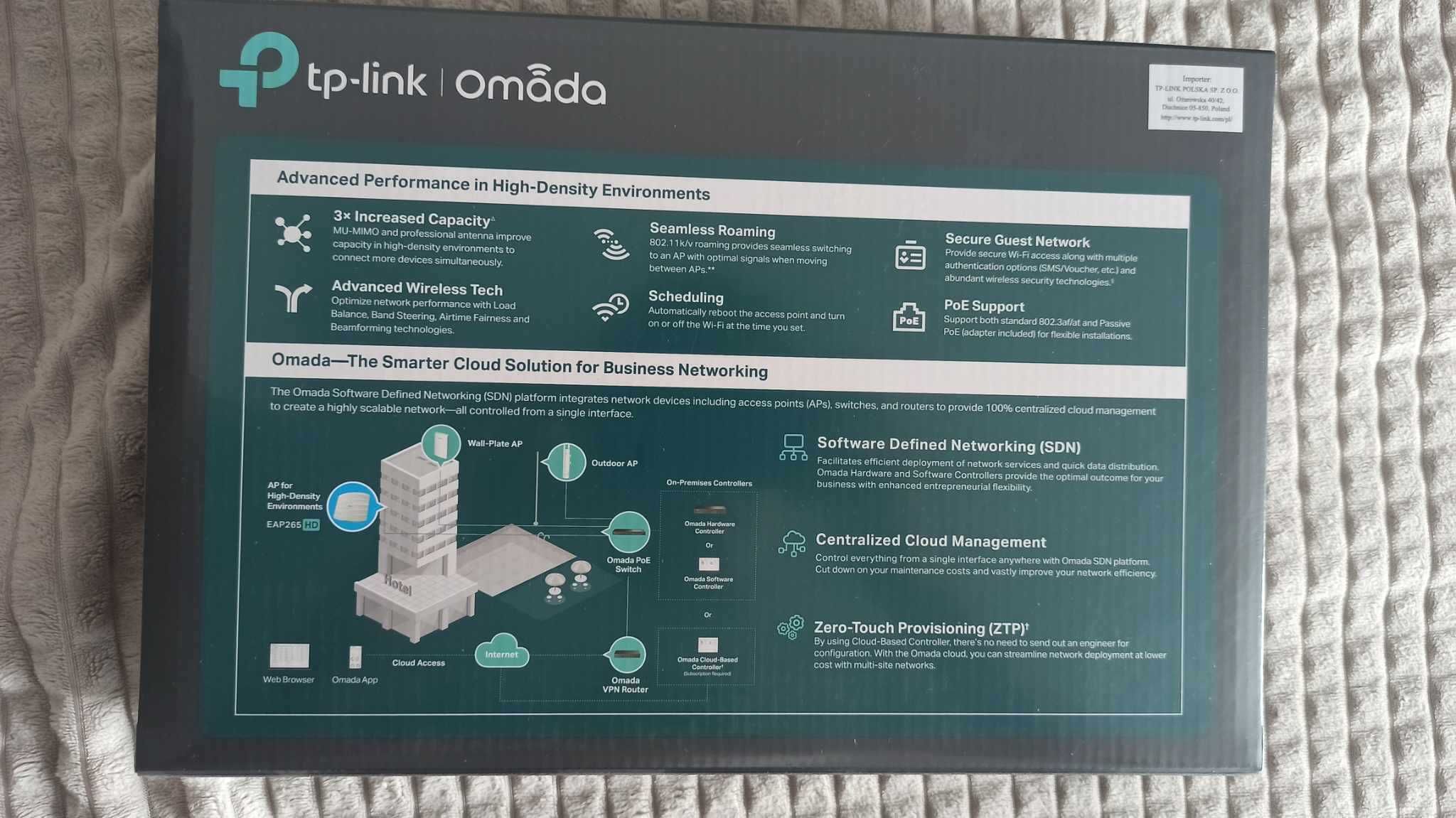 NOWY TP-Link access point EAP265 HD Omada AC1750, WiFi 2,4/5GHz PoE
