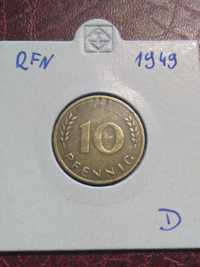 Moneta Niemcy RFN 10 pfennig 1949 D