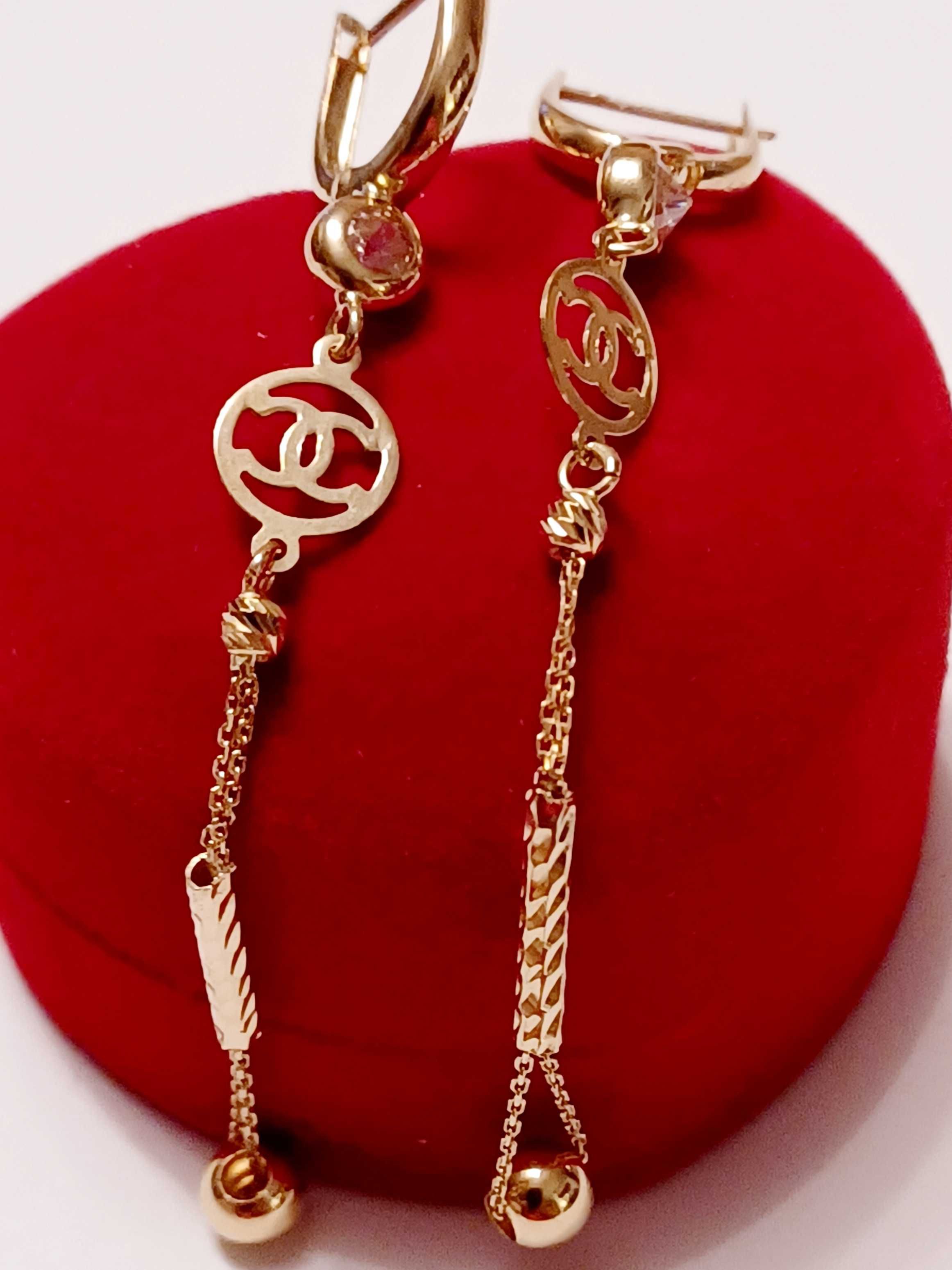 Kolczyki złote wzór Chanel próba 585