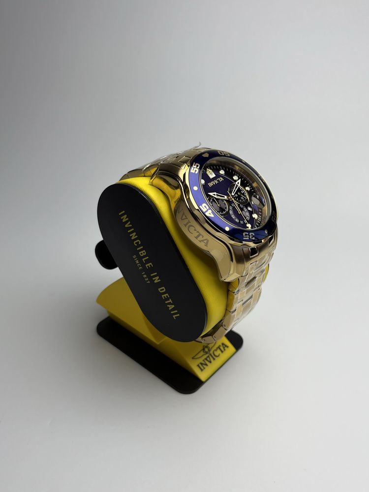 Invicta 0073, золотистий чоловічий годинник інвітка, хронограф