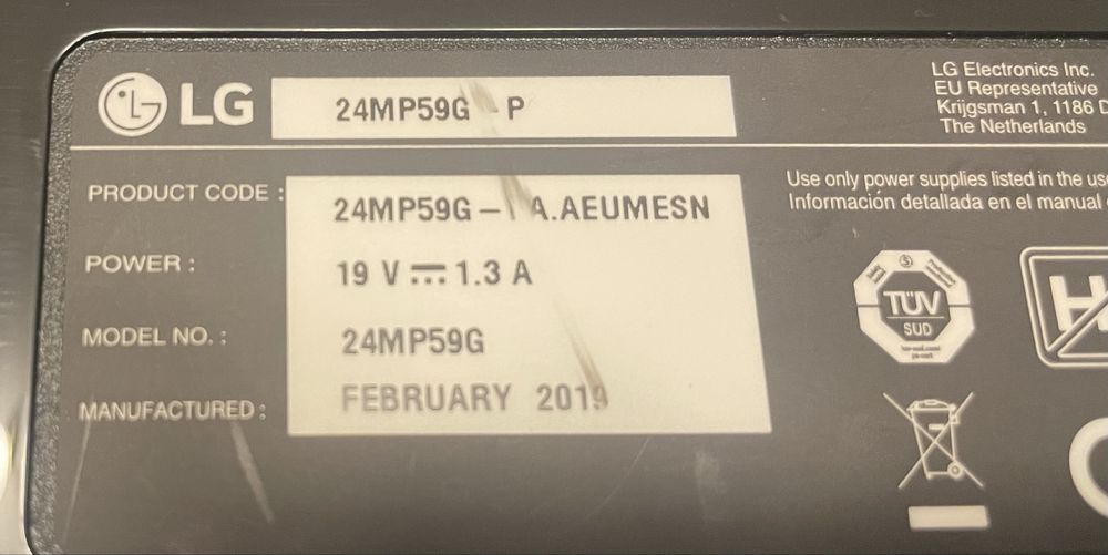 Monitor LG 24MP59G    24” 1ms
