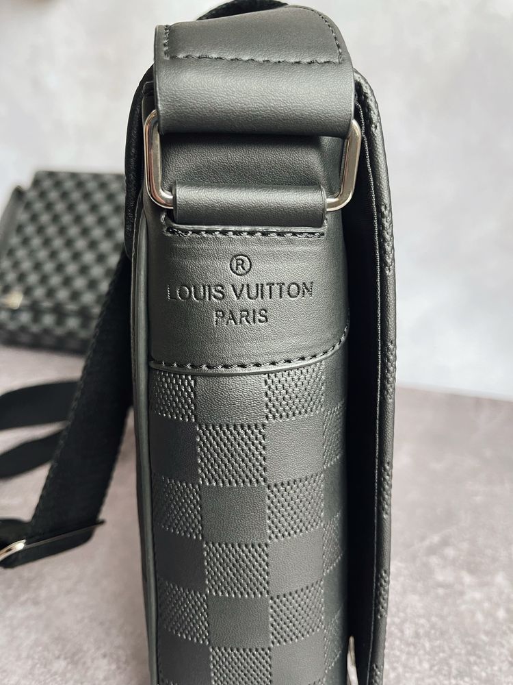Сумка чоловіча месенджер чорна Louis Vuitton мужская черная Луи Витон