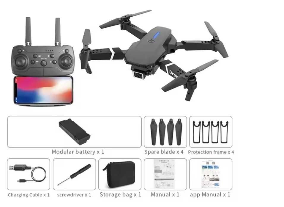 Квадрокоптер E99 pro, дрон з HD камерою, FPV, WI-FI АКЦІЯ РОЗПРОДАЖ