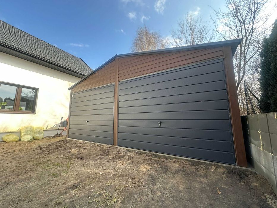 Garaż blaszak 6x5 dwuspad automat Wiata blaszana Producent Garaże 7x5
