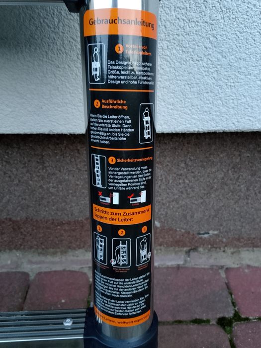 Drabina teleskopowa 3,2m stal nierdzewna