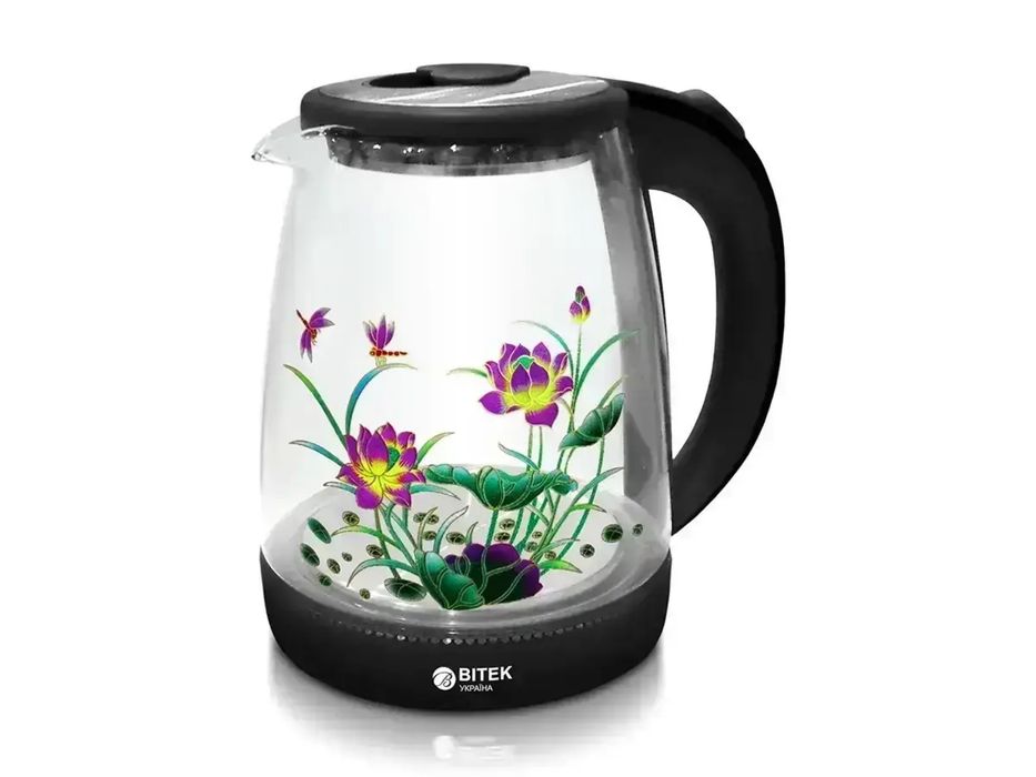 Електрочайник скляний BITEK 1.8л 2400Вт  BT-3111 чайник стеклянный