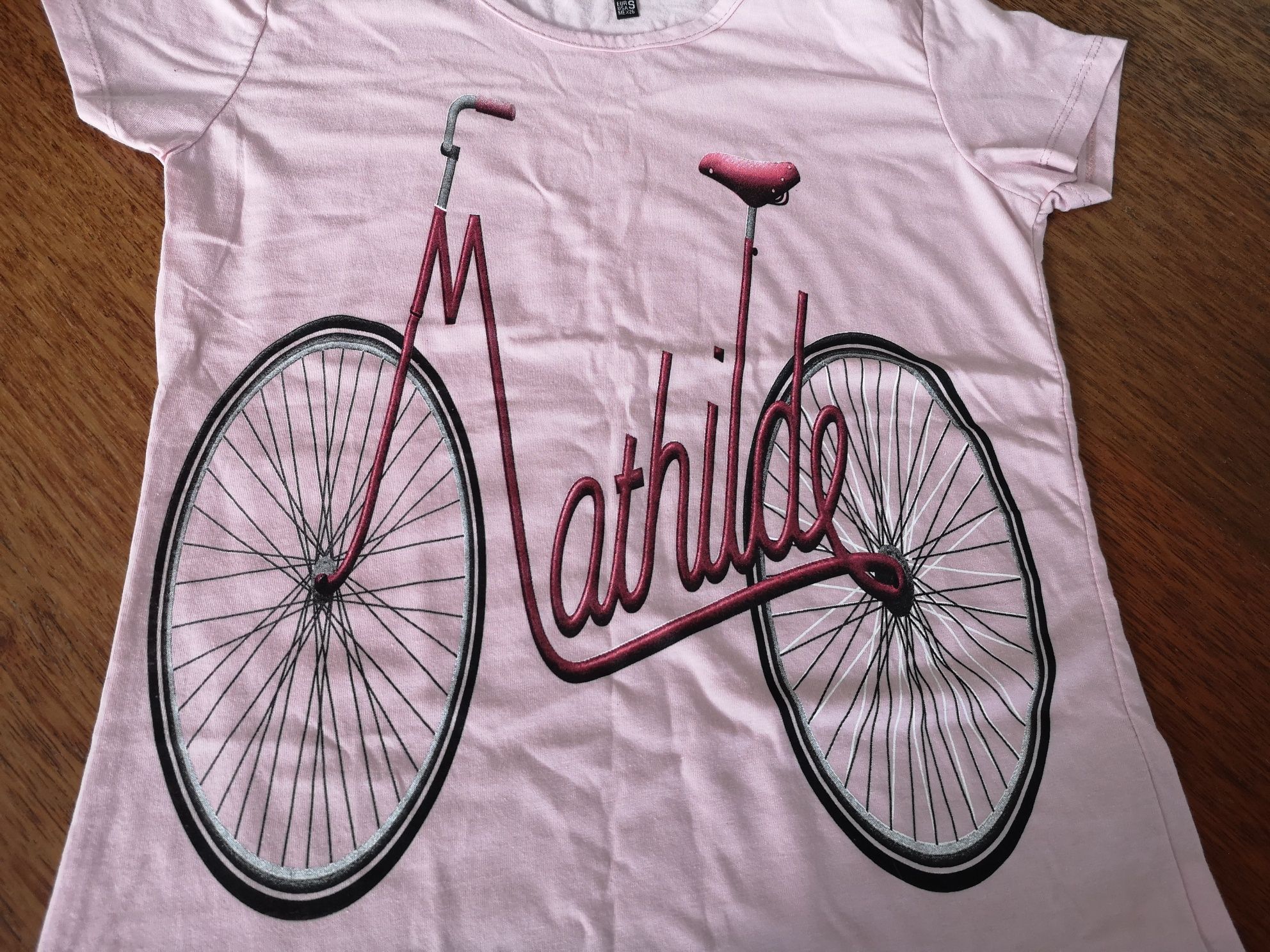 Koszulka różowa z rowerem r. S 158..