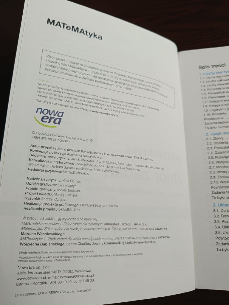 Matematyka, Zbiór zadań 1 , zakres podstawowy