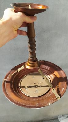 Lampa wisząca plafon PRL syle. Drewno i metal