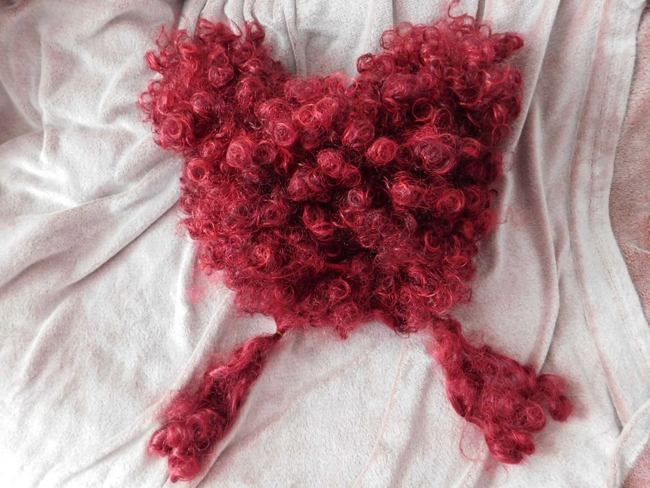 Peruka afro czerwona loki różowa