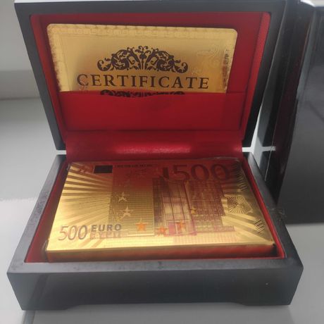 Игральные карты в подарочной шкатулке золотые пластиковые GOLD 500 Eur