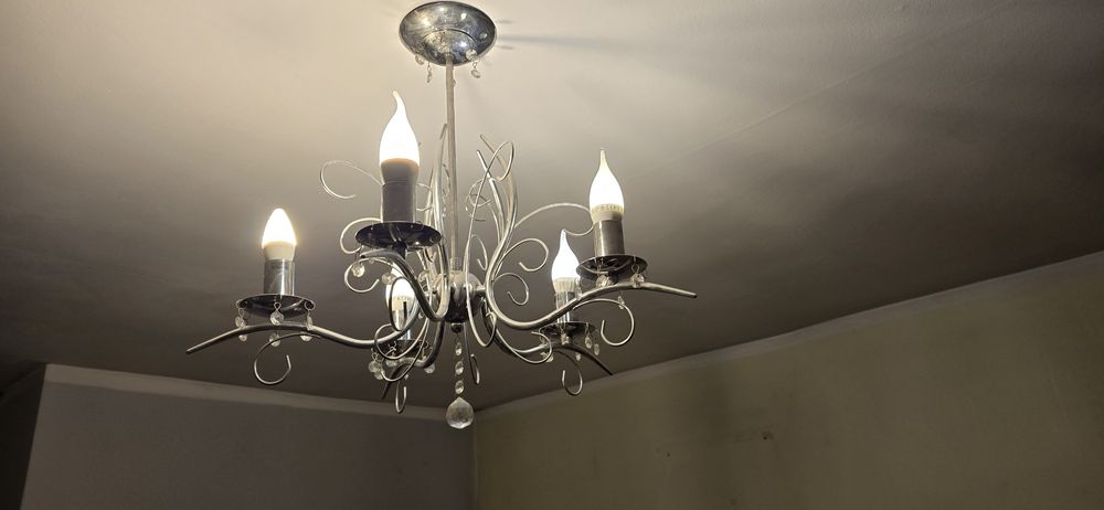 Okazja!Żyrandol kryształowy pięcioramienny + żarówki