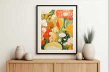 Plakat 50x50cm Kwiatowy Raj | Boho Vintage Kwiaty Łąka | Do salonu