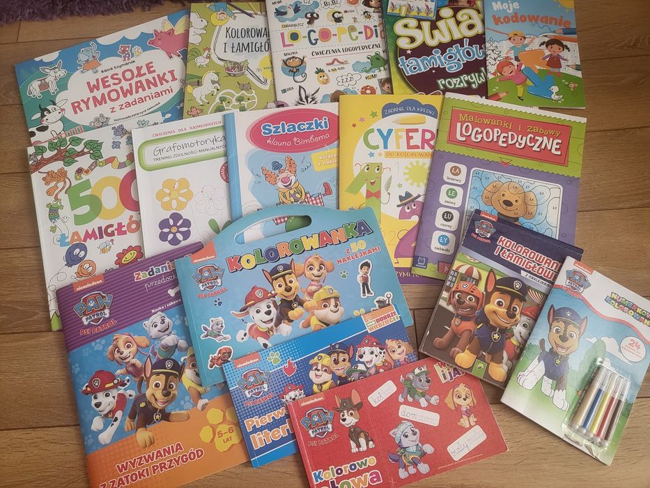 16 szt kolorowanki szlaczki cyferki łamigłówki