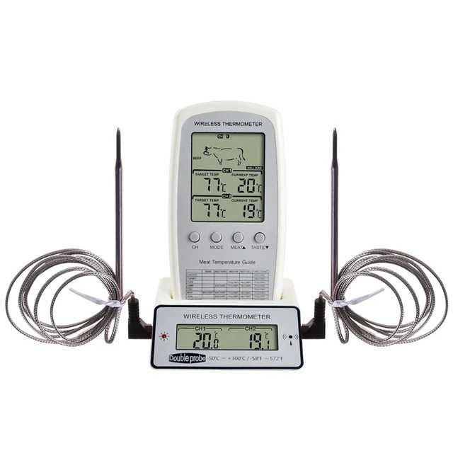 Кухонный кулинарный термометр для мяса с 2 выносными щупами и сигналом