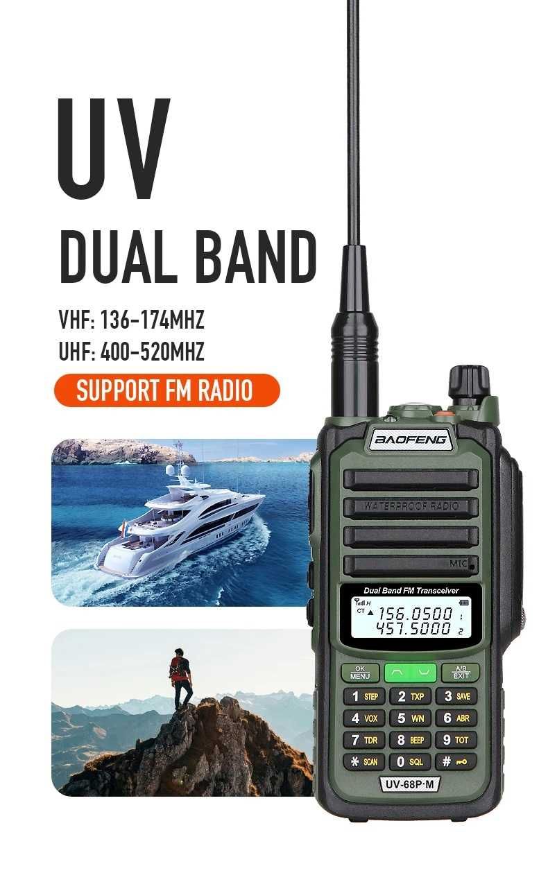 Baofeng UV-68 Pro Max 10W IP68 Водонепроницаемая рация + плеч динамик.