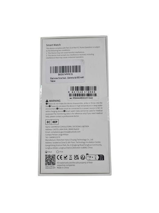 Smartwatch Blackview Z20 niebieski