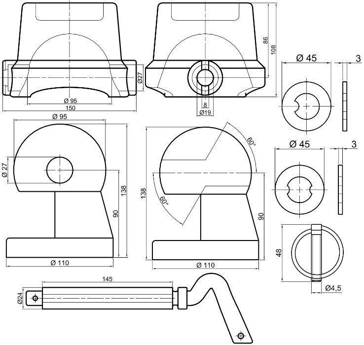 Kule do wywrotu kiper kpl fi 95 do 28 ton-KPL 4szt [0767]