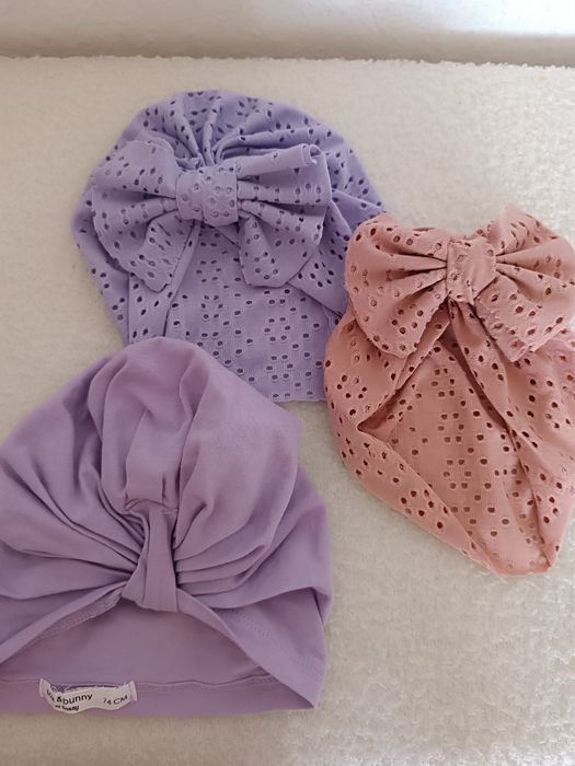 Turbany ażurowe liliowy dla dziewczynki 74 do roku