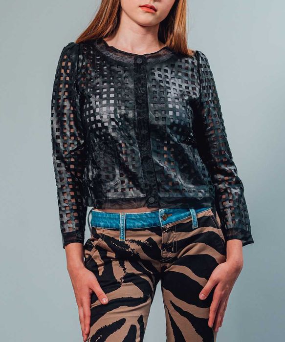 Шкіряний короткий жакет Італія