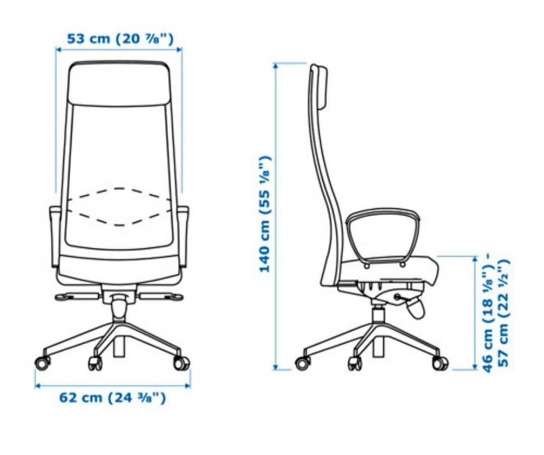 Krzesło biurowe obrotowe fotel Ikea Markus szary transport gratis