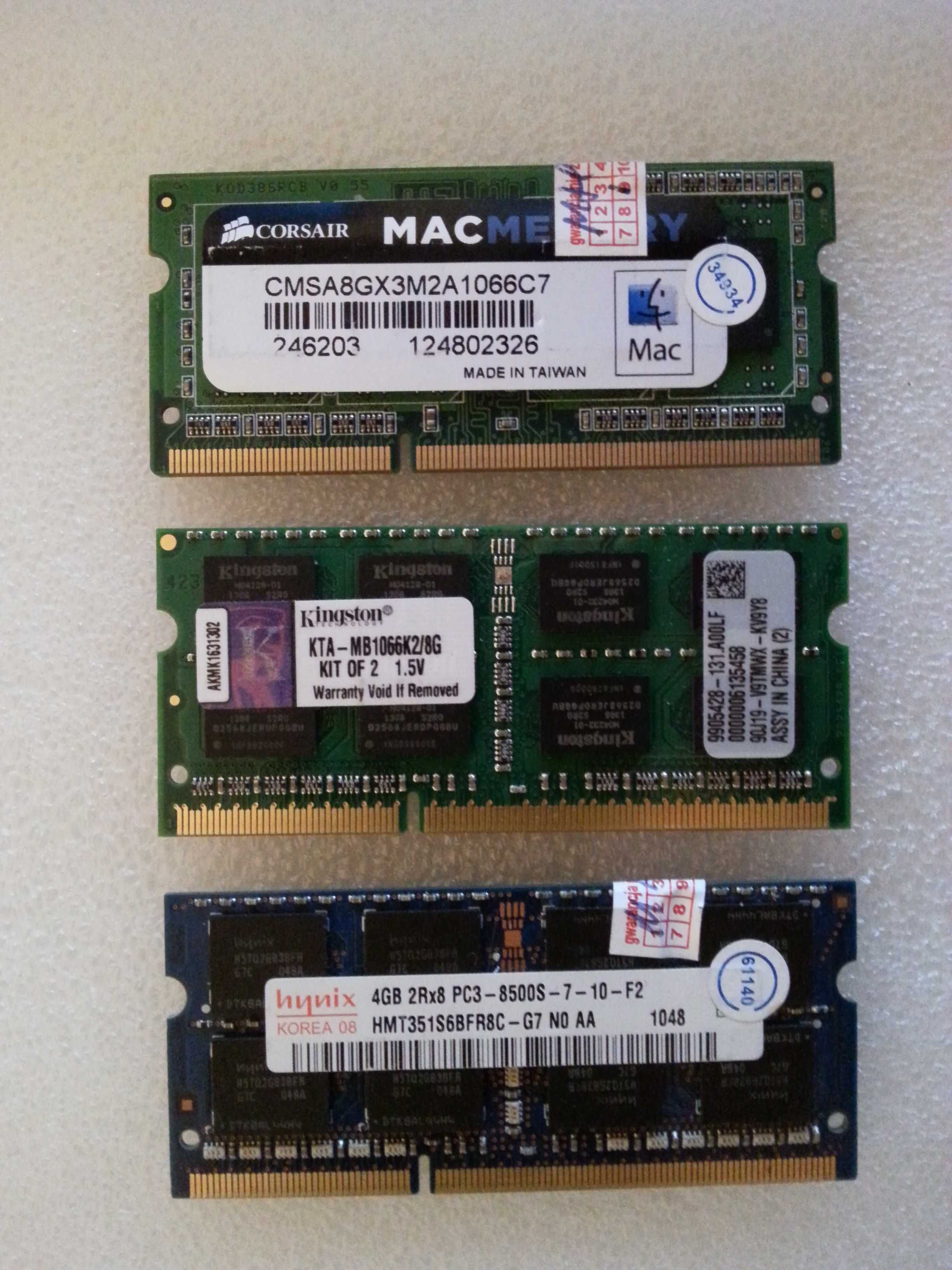 Do każdego modelu laptopa-DDR2 2GB, DDR3 4 GB, 8GB-1333,1600 MHZ.