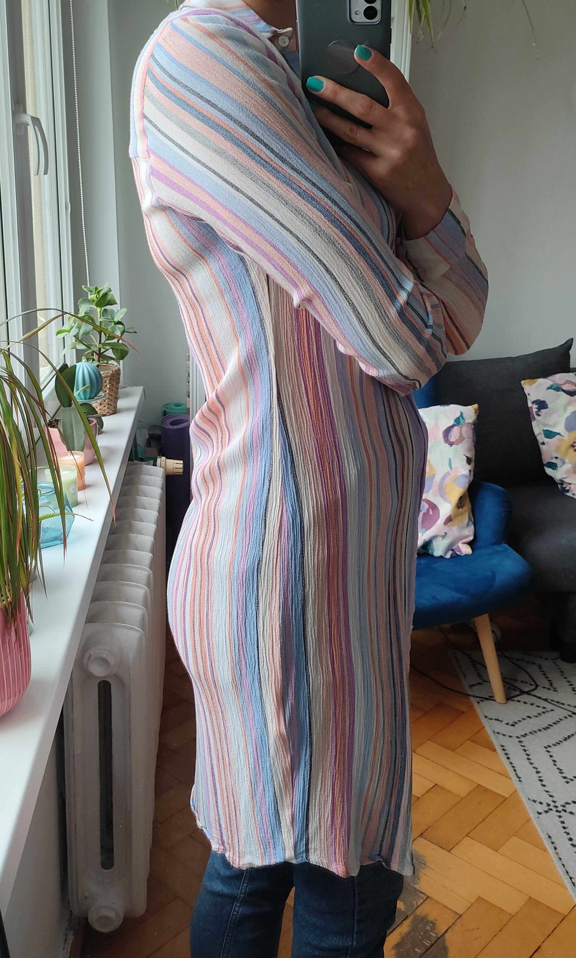 Długa damska koszula w pastelowe paski Costa Mani