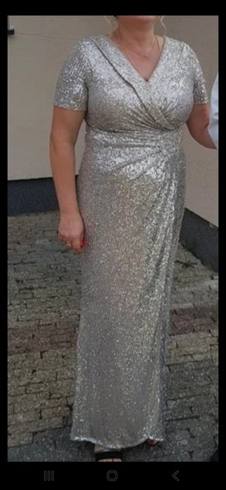 Sukienka suknia cekiny srebrna 44