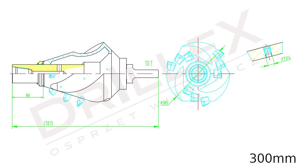 Rozwiertak z krętlikiem Fi 300 Ditch Witch Vermeer Fluted Reamer