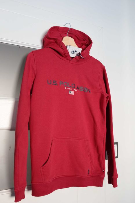 U.S. POLO ASSN Dziecięca  Czerwona bluza z kapturem 152/158  12/13 lat