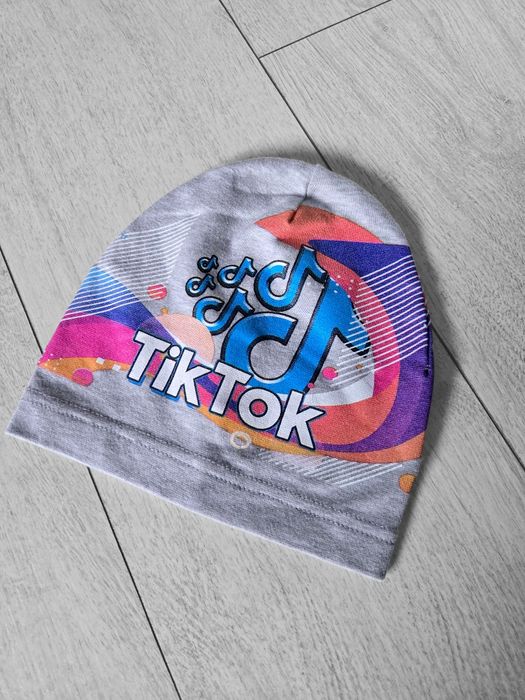 Bawełniana czapka dziecięca z nadrukiem Tik Tok, wiosenno-jesienna