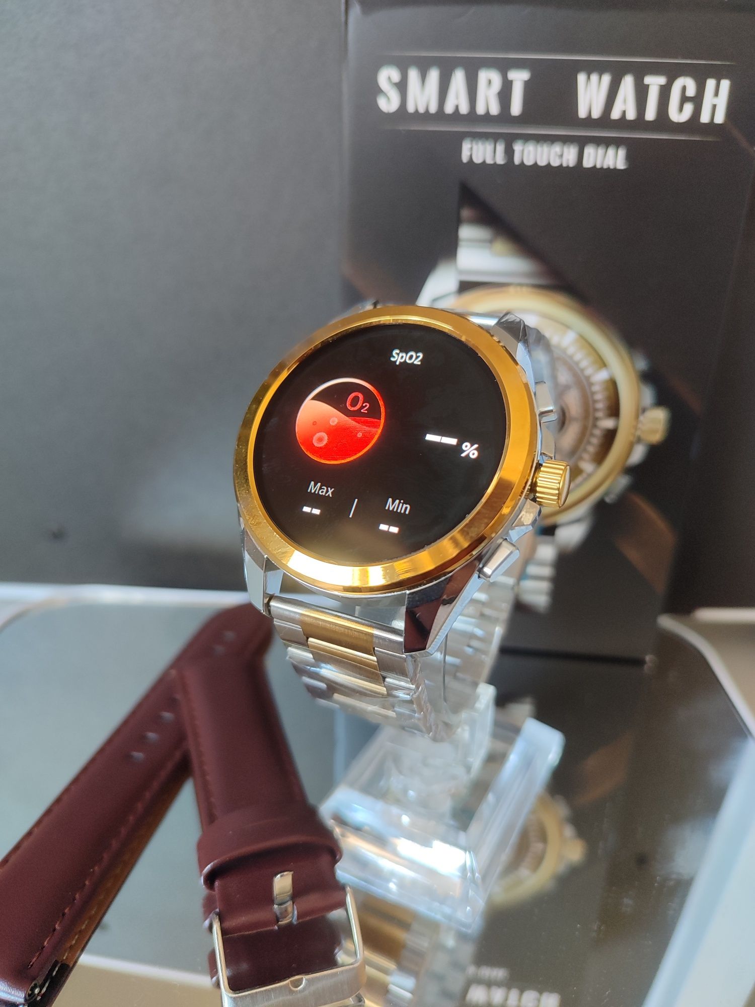 Nowy srebrno złoty smartwatch zegarek bluetooth branzoletka