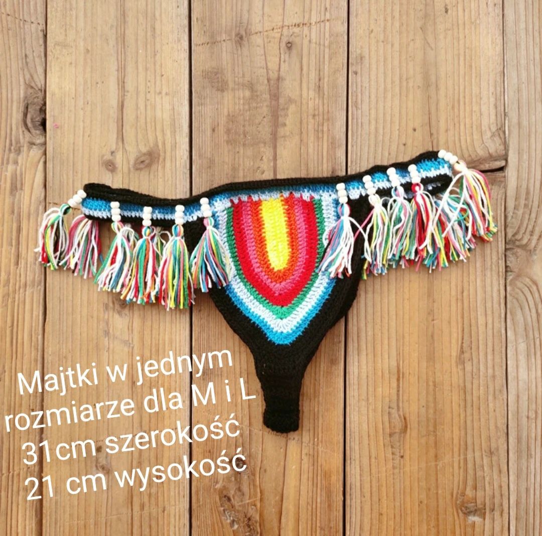 Ręcznie szydelkowane BIKINI Set rainbows strój kąpielowy WAKACJE PushU