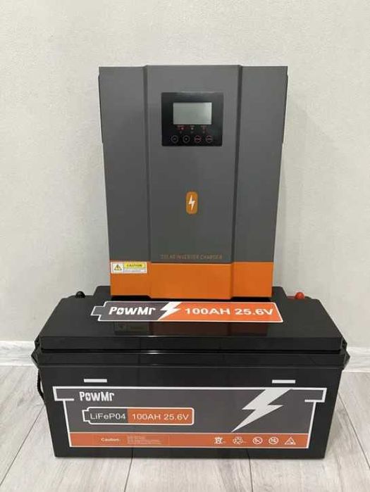 Гібридний інвертор PowMr 3.2kw 24v + LiFePo4 АКБ 25.6V 100Ah