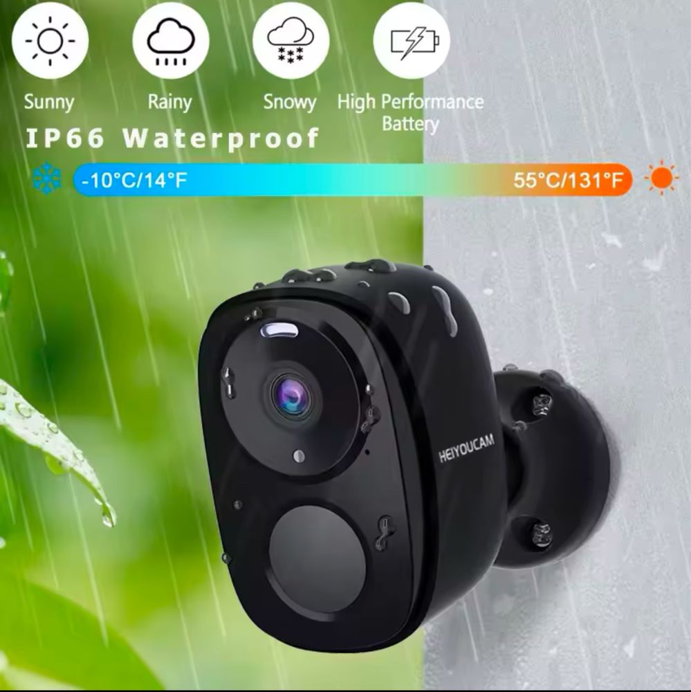 Wi-Fi камера HEIYOUCAM 2k, IP66, із вбудованим акумулятором