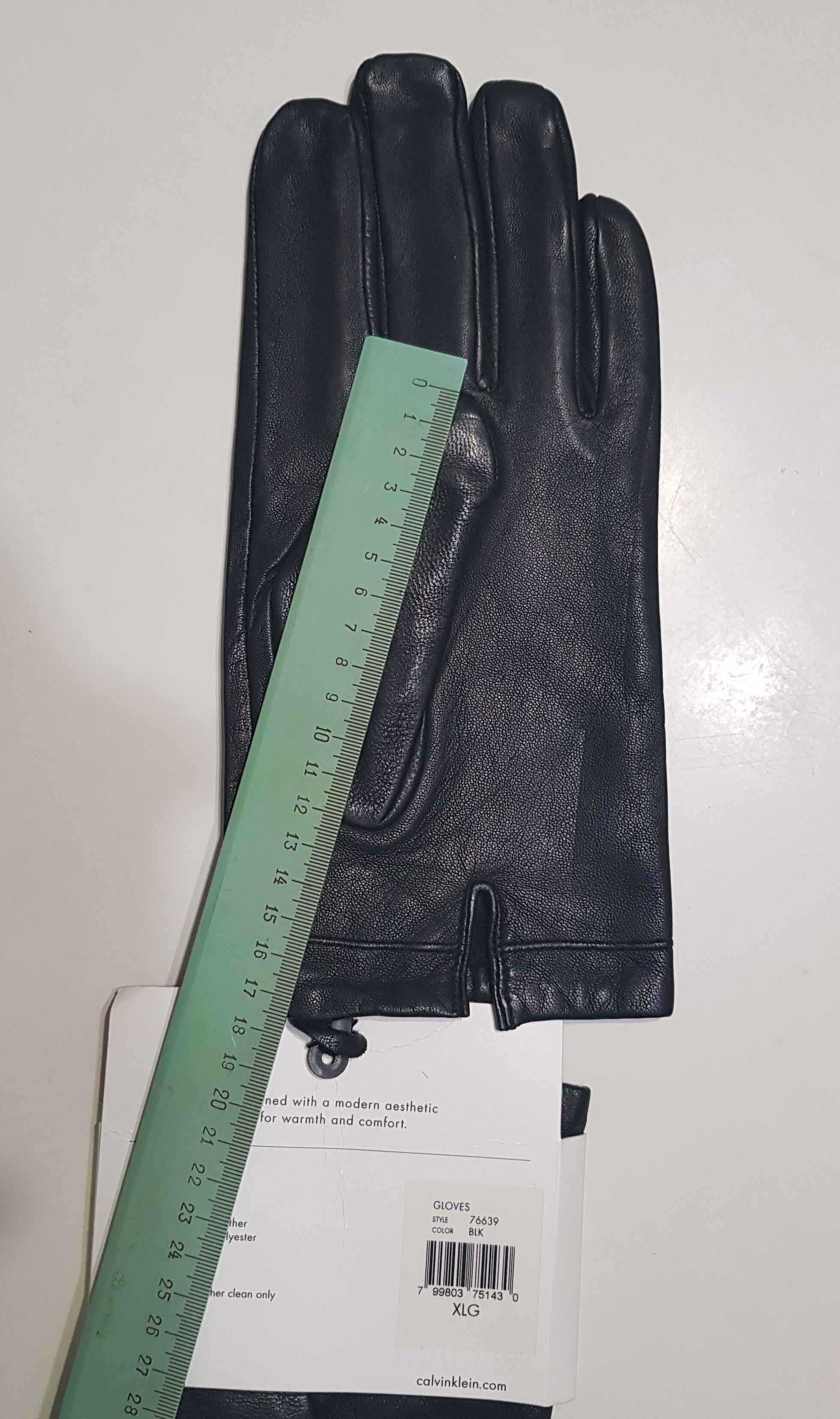 Мужские кожаные перчатки Calvin Klein на флисовой подкладке новые XL
