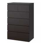 Cómoda MALM ikea preta 6 gavetas