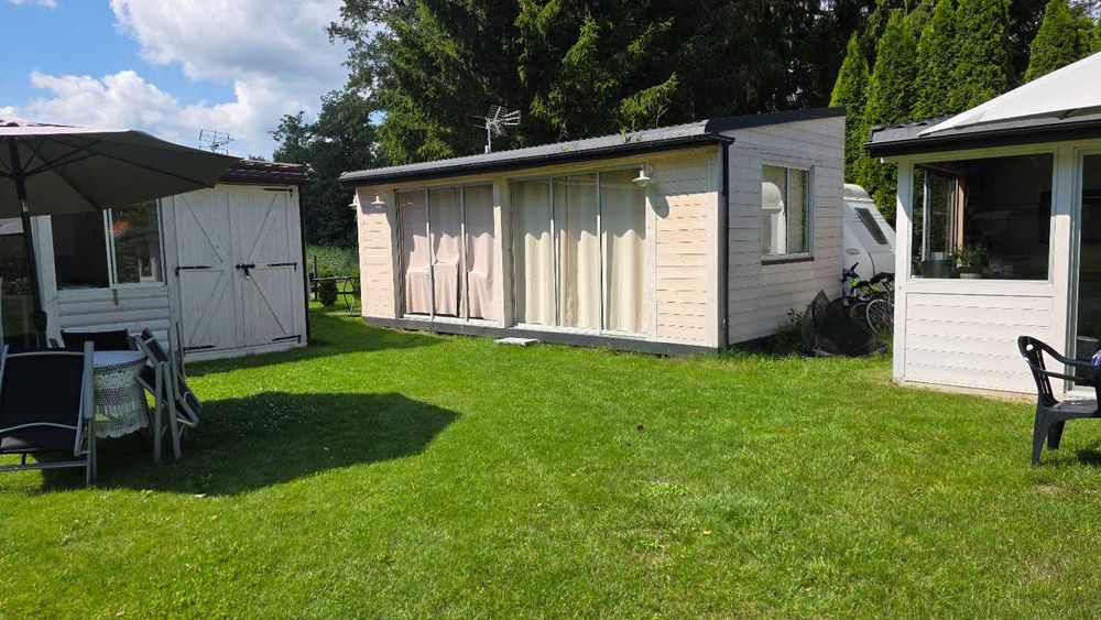Przyczepa kempingowa z altaną przy plaży Bełdany ośrodek PAN Wierzba