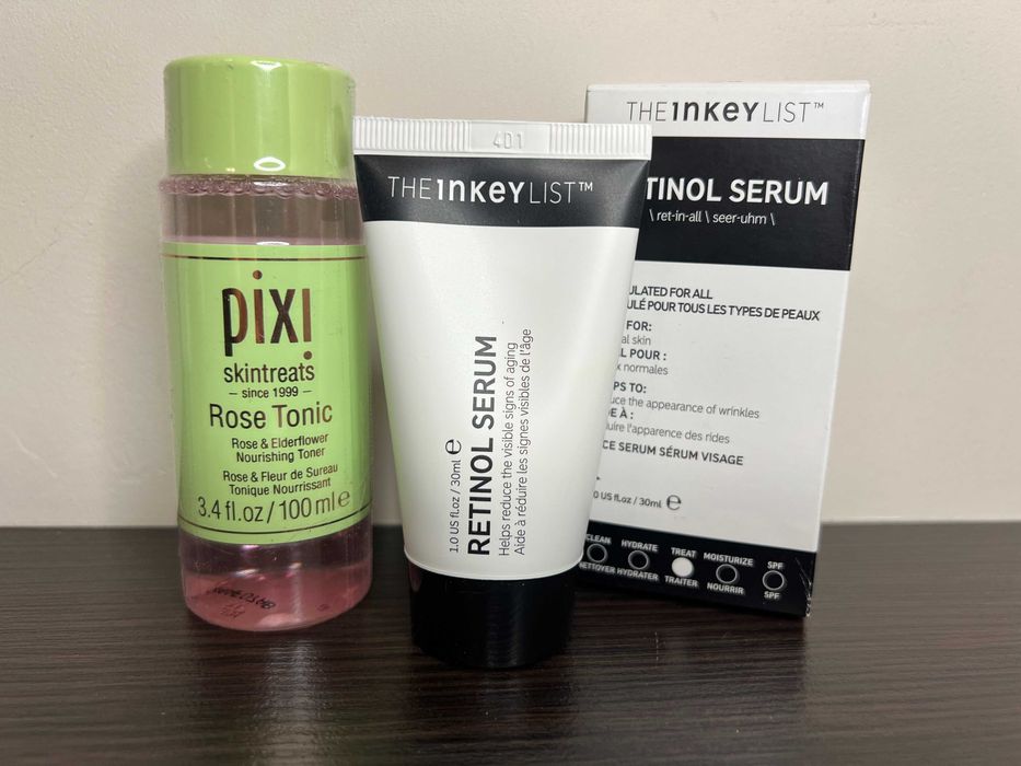 PIXI Collagen Tonik 100ml + INKEY LIST Serum z retinolem 30ml travel