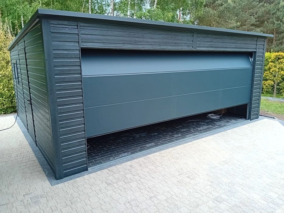 Garaż jednostanowiskowy 6x5 m - Dach jednospadowy, Brama segmentowa, G