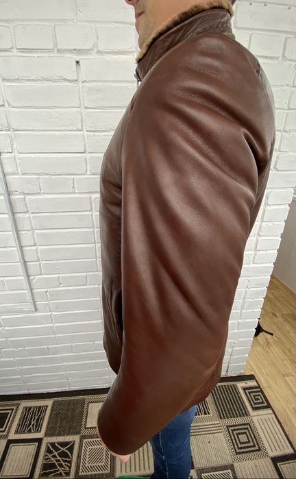 Куртка чоловіча шкіряна зимова Ares мєх цегейка