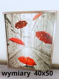 Obraz czerwone parasole